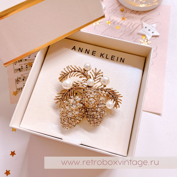 ANNE KLEIN Брошь "Кедровые шишки с жемчужинами" (в оригинальной коробке)