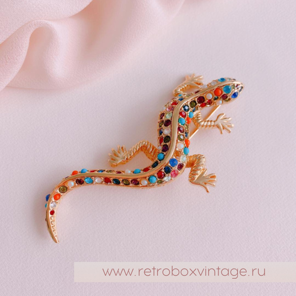 D’ORLAN Брошь «Разноцветная ящерица»
