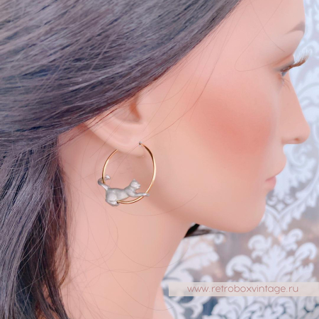 JJ / JONET JEWELRY (ARTIFACTS ) Серьги-конго «Кошечки-пантеры» (уценка)