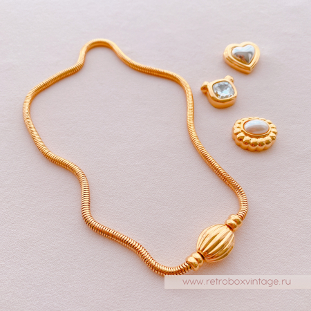 JOAN RIVERS Ожерелье-трансформер "Мон плезир" четыре кулона (сердце, кристалл, жемчуг, бусина)