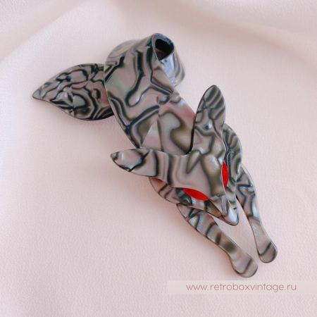 LEE STEIN Брошь «Серебристая перламутровая лиса»