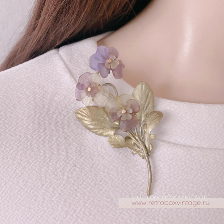 MICHAEL MICHAUD Брошь «Анютины глазки: три цветка» коллекция "Фиалки"