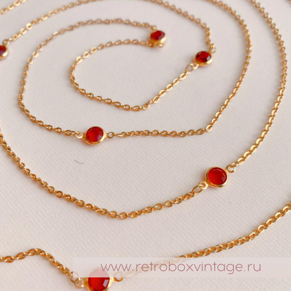 NO NAME Нить с безелями «Алый цвет»