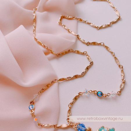 KIRKS FOLLY Кулон-локет на цепочке «Сердце из незабудок со стрекозой»