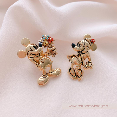NAPIER / DISNEY Комплект брошей-пин «Сладкая парочка: Микки и Минни золото»