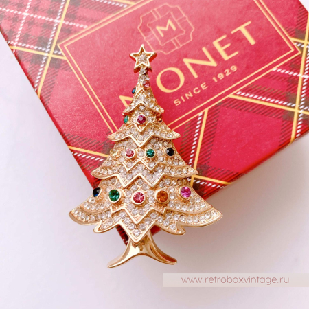 MONET Брошь «Елочка в новогодних огнях»