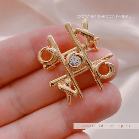 ANNE KLEIN Брошь «Крестики-нолики: золото»