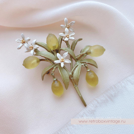 MICHAEL MICHAUD Брошь «Веточка лимона с цветами» музейная коллекция