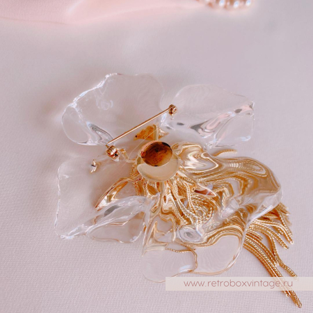 ALEXIS BITTAR Брошь «Орхидея Офелия - цветок воды» с цепочками