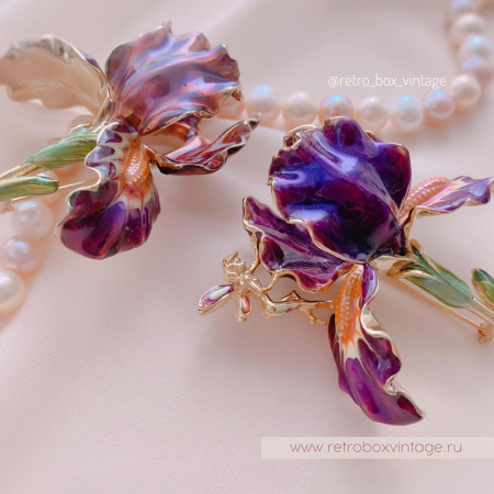 KIRKS FOLLY Брошь «Фиолетовый ирис с феей»