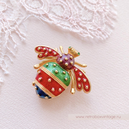 JOAN RIVERS Брошь-часы "Полосатая пчелка" с японским механизмом