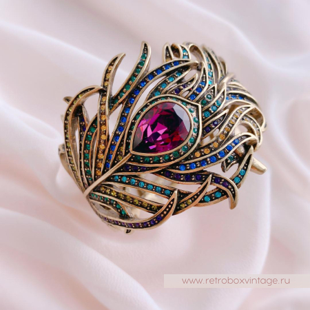 HEIDI DAUS Брошь «Перо павлина: аметист»