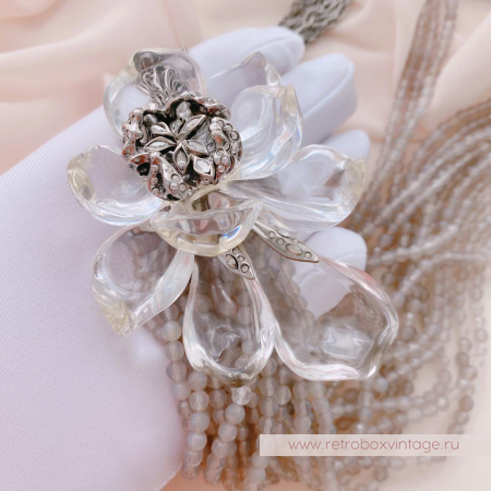 ALEXIS BITTAR Ожерелье с серым агатом «Цветок таинственного сада Jardin Mistere»