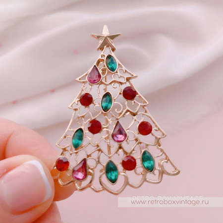 MONET Брошь «Кристальная елочка»