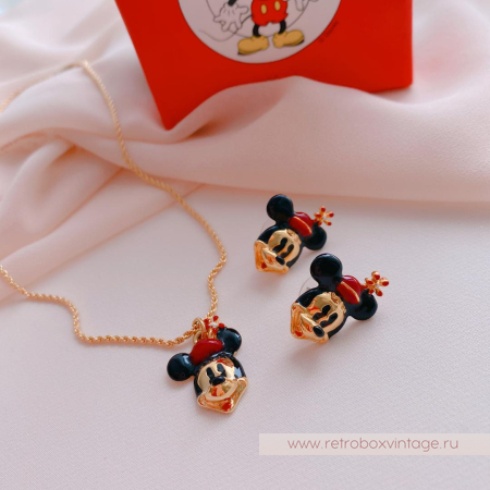 NAPIER DISNEY Ожерелье и серьги «Микки Маус в красной шапочке»