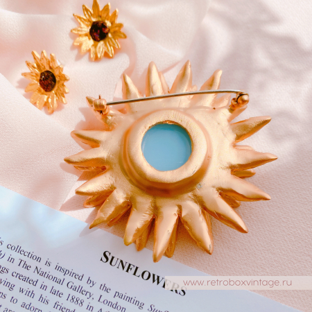 MICHAEL MICHAUD Брошь "Золотой подсолнух" (друза)