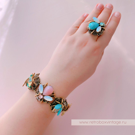 SWEET ROMANCE Кольцо «Пастельная пчелка: бирюза»