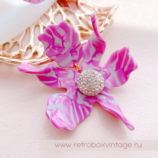 LELE SADOUGHI Серьги «Эффектные орхидеи: фуксия на перламутре» (юбилейный выпуск)