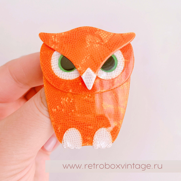 LEA STEIN Брошь «Сова Буба: солнечная мозаика» белый клюв