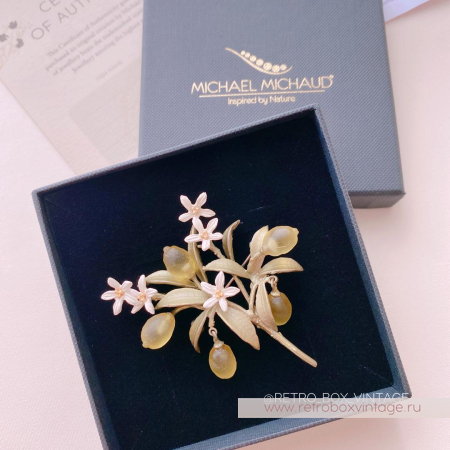 MICHAEL MICHAUD Брошь «Веточка лимона с цветами» музейная коллекция