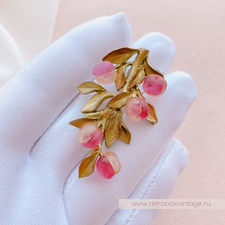 MICHAEL MICHAUD Брошь "Веточка с персиками"