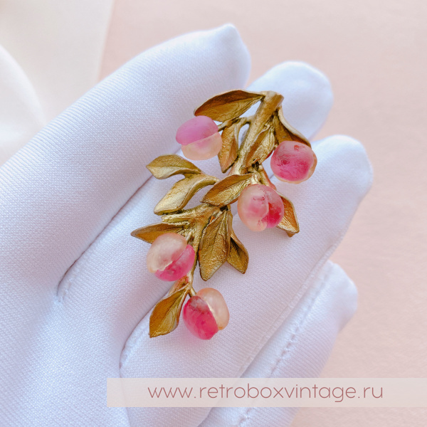 MICHAEL MICHAUD Брошь "Веточка с персиками"