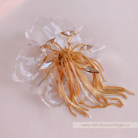 ALEXIS BITTAR Брошь «Орхидея Офелия - цветок воды» с цепочками