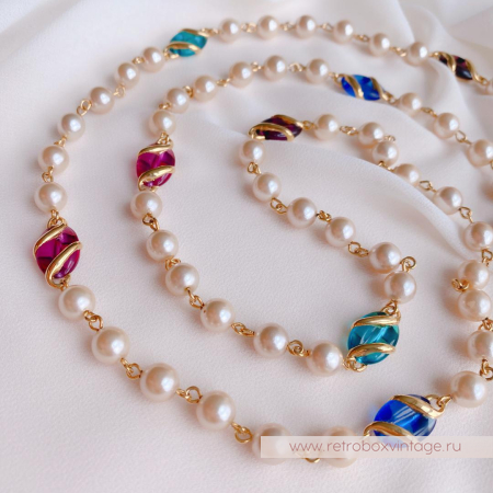 JOAN RIVERS Ожерелье «Секрет молодости: жемчуг и цветное стекло»