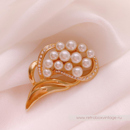 NO NAME Брошь винтажная «Ландыши жемчужные»