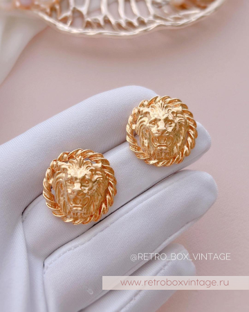 ANNE KLEIN Серьги-гвоздики "Золотые львы: круглые со жгутиками"