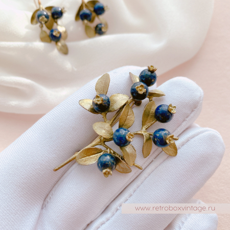 MICHAEL MICHAUD Брошь "Черника" (натуральный лазурит)