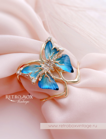 ALEXIS BITTAR Браслет-каф "Голубая бабочка" Коллекция Jardin mysteré azure blue
