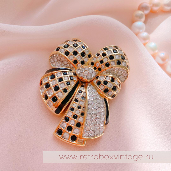SWAROVSKI Брошь «Кристальный шахматный бант»