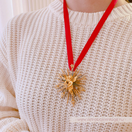 GRAZIANO Брошь "Ангел и звезды" в коробочке с атласной лентой (1998 год)