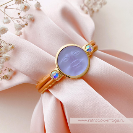 KIRKS FOLLY Браслет «Лунный свет: аметистовая в золоте на кожаном ремешке»