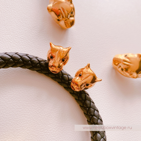 UVELINA Серьги "Золотые пантеры: черные кристаллы"