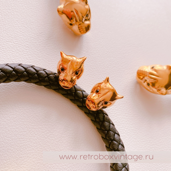 UVELINA Серьги "Золотые пантеры: черные кристаллы"