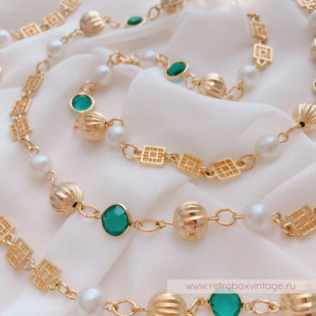 Нить безелей с жемчугом «Изумрундия» NO NAME 