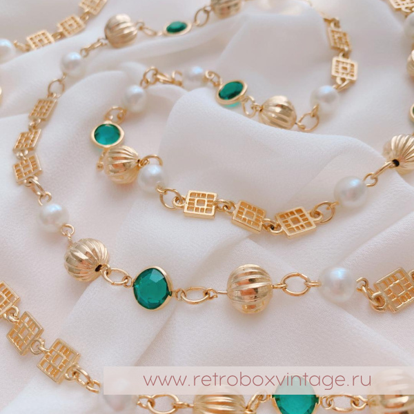 NO NAME Нить безелей с жемчугом «Изумрундия»