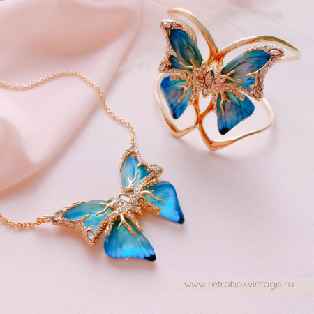 ALEXIS BITTAR Браслет каф «Голубая бабочка jardin mistere»