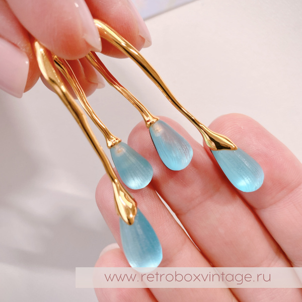 ALEXIS BITTAR Серьги "Капель: голубой лед"