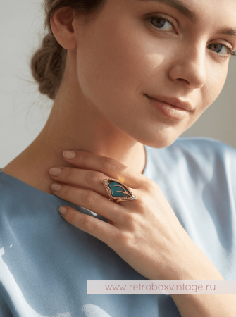 ALEXIS BITTAR Кольцо "Крыло голубой бабочки" Коллекция JARDIN MYSTERE AZURE BLUE