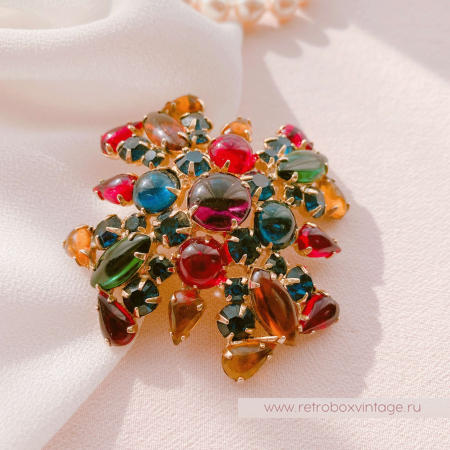 WEISS Брошь-кулон «Мальтийский крест: цветной  с кабошонами»