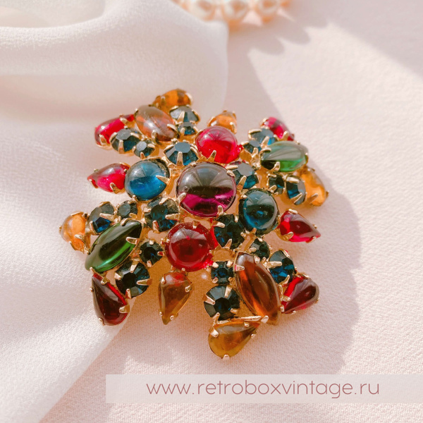 WEISS Брошь-кулон «Мальтийский крест: цветной  с кабошонами»