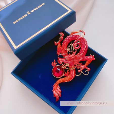 BUTTLER AND WILSON Брошь «Огненный дракон с красным кристаллом»
