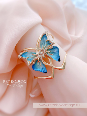 ALEXIS BITTAR Браслет-каф "Голубая бабочка" Коллекция Jardin mysteré azure blue