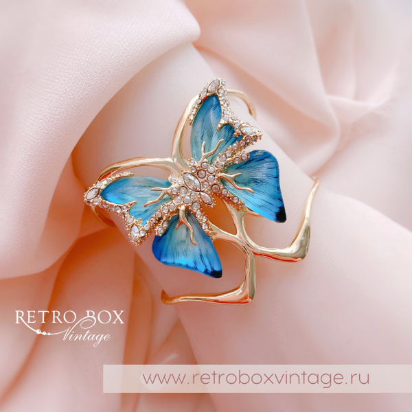 ALEXIS BITTAR Браслет-каф "Голубая бабочка" Коллекция Jardin mysteré azure blue