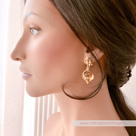 FLORENZA Комплект "Маркиза: медовые кристаллы" ожерелье и клипсы