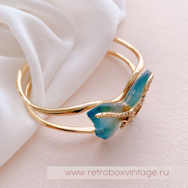 ALEXIS BITTAR Браслет-каф "Маленькая голубая бабочка" Коллекция Jardin mysteré azure blue