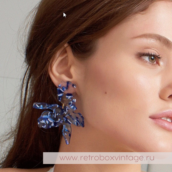 LELE SADOUGHI Серьги «Эффектные орхидеи: голубой и синий на прозрачном»